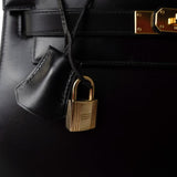 Hermes Handbag Black Vintage Kelly Sellier 28 Black Box Calfskin Gold Plated - Redeluxe