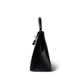 Hermes Handbag Black Vintage Kelly Sellier 28 Black Box Calfskin Gold Plated - Redeluxe