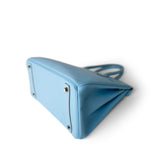 Hermes Handbag Blue Birkin 30 Bleu Celeste Epsom Palladium Plated O Square Stamp - Redeluxe