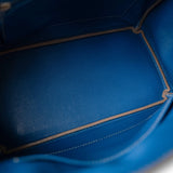Hermes Handbag Blue Birkin 30 Bleu Celeste Epsom Palladium Plated O Square Stamp - Redeluxe