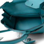 Hermes Handbag Blue Birkin 30 Blue Atoll Togo Palladium Plated T Stamp - Redeluxe