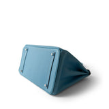 Hermes Handbag Blue Birkin 35 Bleu Celeste Epsom Palladium Plated D Square Stamp - Redeluxe