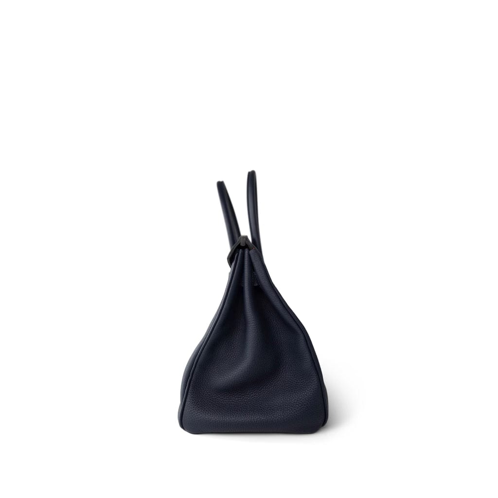 Hermes Handbag Blue Birkin 35 Bleu Nuit Orange Poppy Veau Togo Leather Palladium Plated 2017 A - Redeluxe
