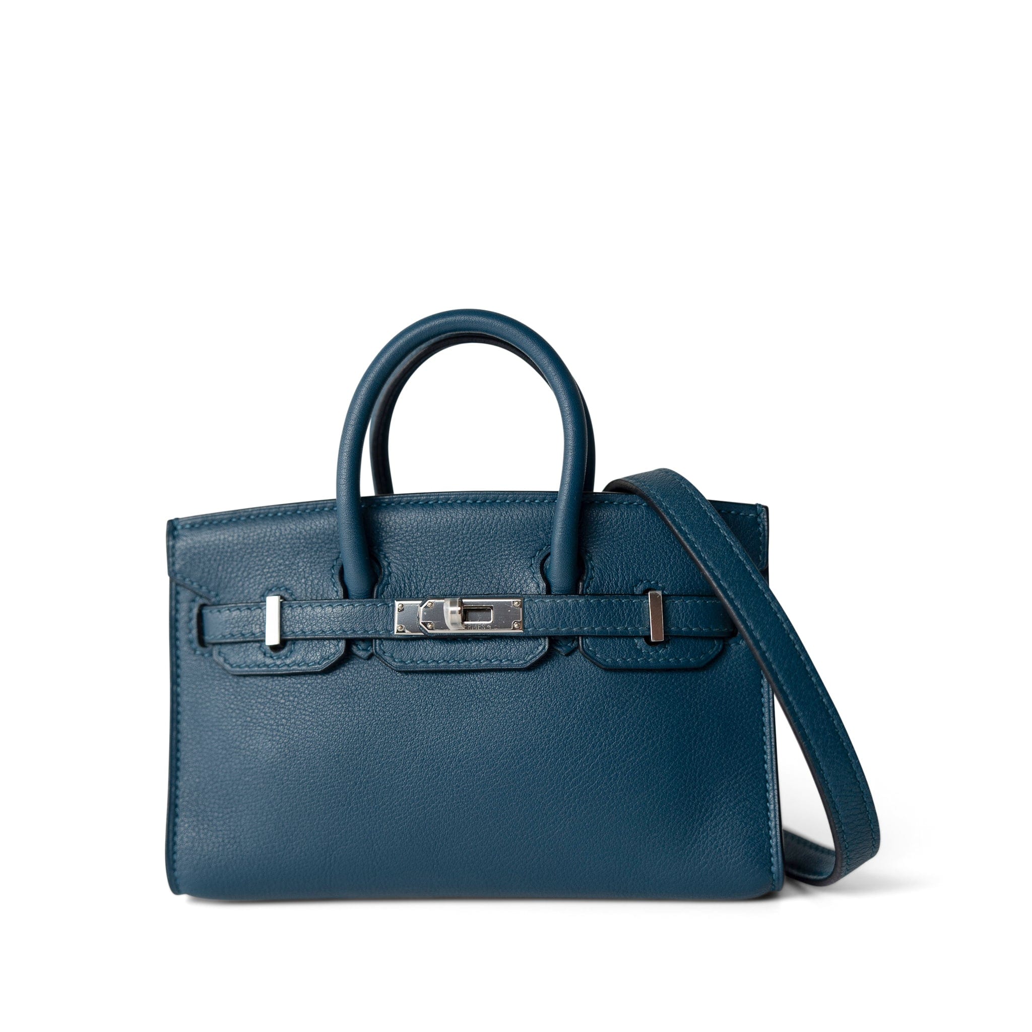 Hermes Handbag Blue / Birkin Birkin 15 Bleu de Prusse Swift Palladium Plated O Square Stamp - Redeluxe