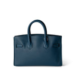 Hermes Handbag Blue / Birkin Birkin 15 Bleu de Prusse Swift Palladium Plated O Square Stamp - Redeluxe