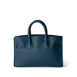 Hermes Handbag Blue / Birkin Birkin 15 Bleu de Prusse Swift Palladium Plated O Square Stamp - Redeluxe