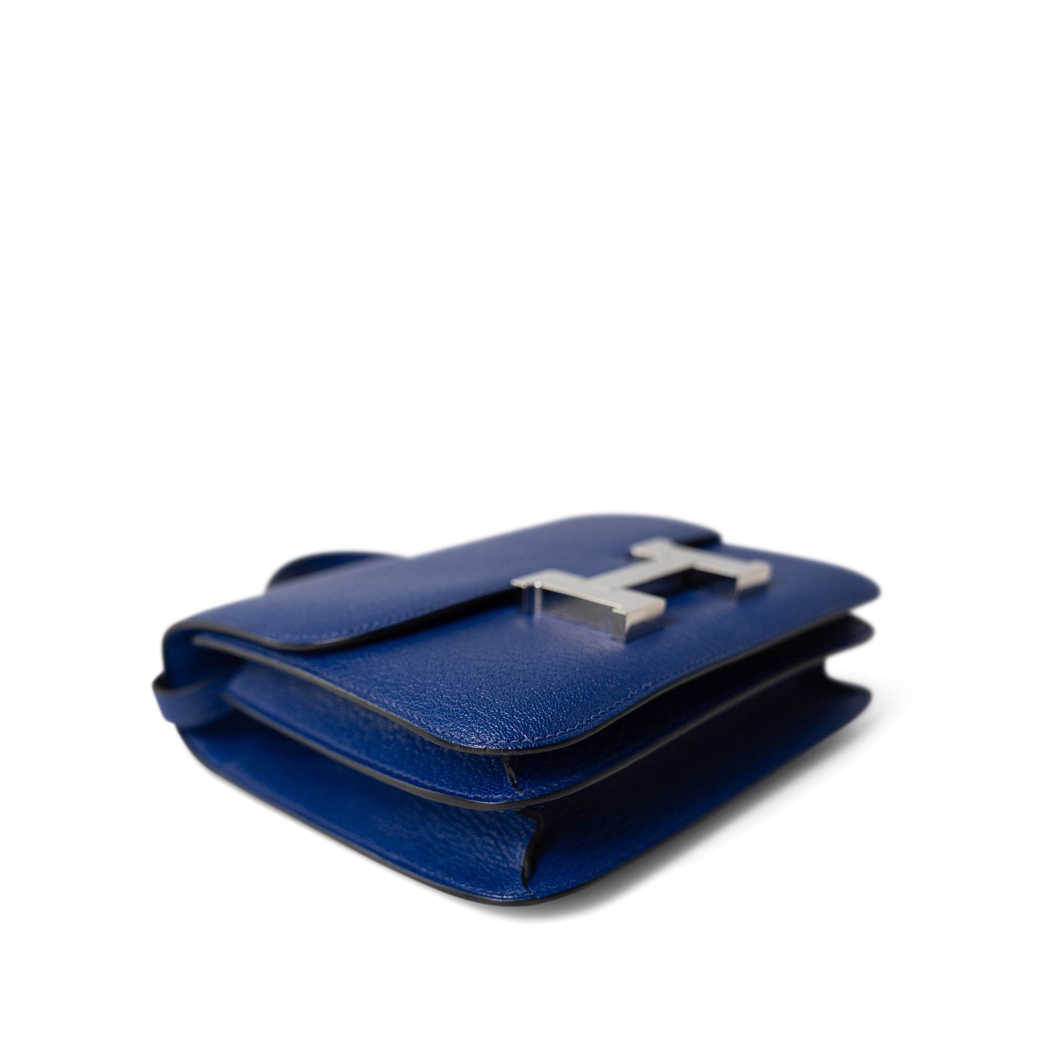 ☆bluemoon118☆ Constance 18 7T Bleu Electrique Chèvre Leather Palladium Plated U