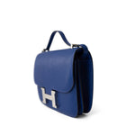 Hermes Handbag Blue / Constance Constance 18 7T Bleu Electrique Chèvre Leather Palladium Plated U Stamp - Redeluxe