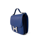 Hermes Handbag Blue / Constance Constance 18 7T Bleu Electrique Chèvre Leather Palladium Plated U Stamp - Redeluxe