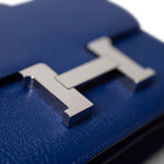 Hermes Handbag Blue / Constance Constance 18 7T Bleu Electrique Chèvre Leather Palladium Plated U Stamp - Redeluxe