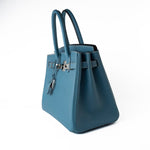 Hermes Handbag Blue Hermes Birkin 30 Blue Jean Veau Epsom Leather Palladium Hardware G Square Stamp - Redeluxe