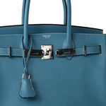 Hermes Handbag Blue Hermes Birkin 30 Blue Jean Veau Epsom Leather Palladium Hardware G Square Stamp - Redeluxe