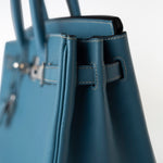 Hermes Handbag Blue Hermes Birkin 30 Blue Jean Veau Epsom Leather Palladium Hardware G Square Stamp - Redeluxe