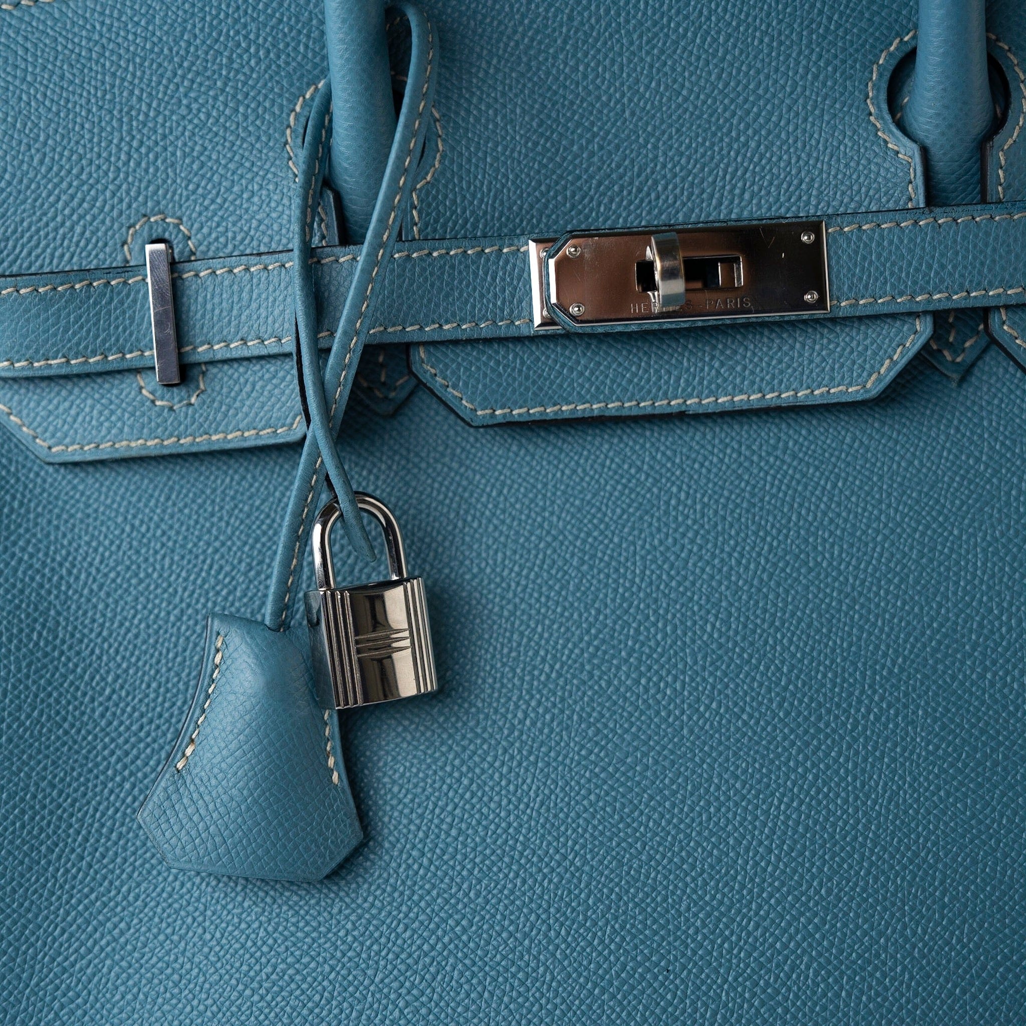 Hermes Handbag Blue Hermes Birkin 30 Blue Jean Veau Epsom Leather Palladium Hardware G Square Stamp - Redeluxe