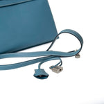 Hermes Handbag Blue Kelly 28 Sellier Blue Jean Veau Epsom Leather Palladium Hardware M Square Stamp - Redeluxe