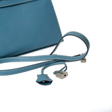 Hermes Handbag Blue Kelly 28 Sellier Blue Jean Veau Epsom Leather Palladium Hardware M Square Stamp - Redeluxe