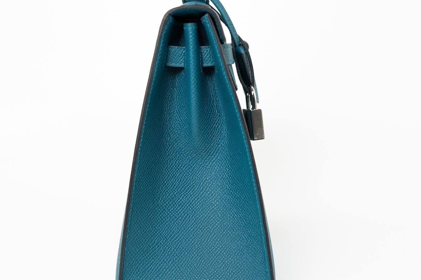 Hermes Handbag Blue Kelly Sellier 25 Vert Bosphore Veau Epsom Palladium Plated Hardware D Stamp - Redeluxe