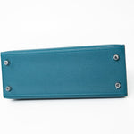 Hermes Handbag Blue Kelly Sellier 25 Vert Bosphore Veau Epsom Palladium Plated Hardware D Stamp - Redeluxe