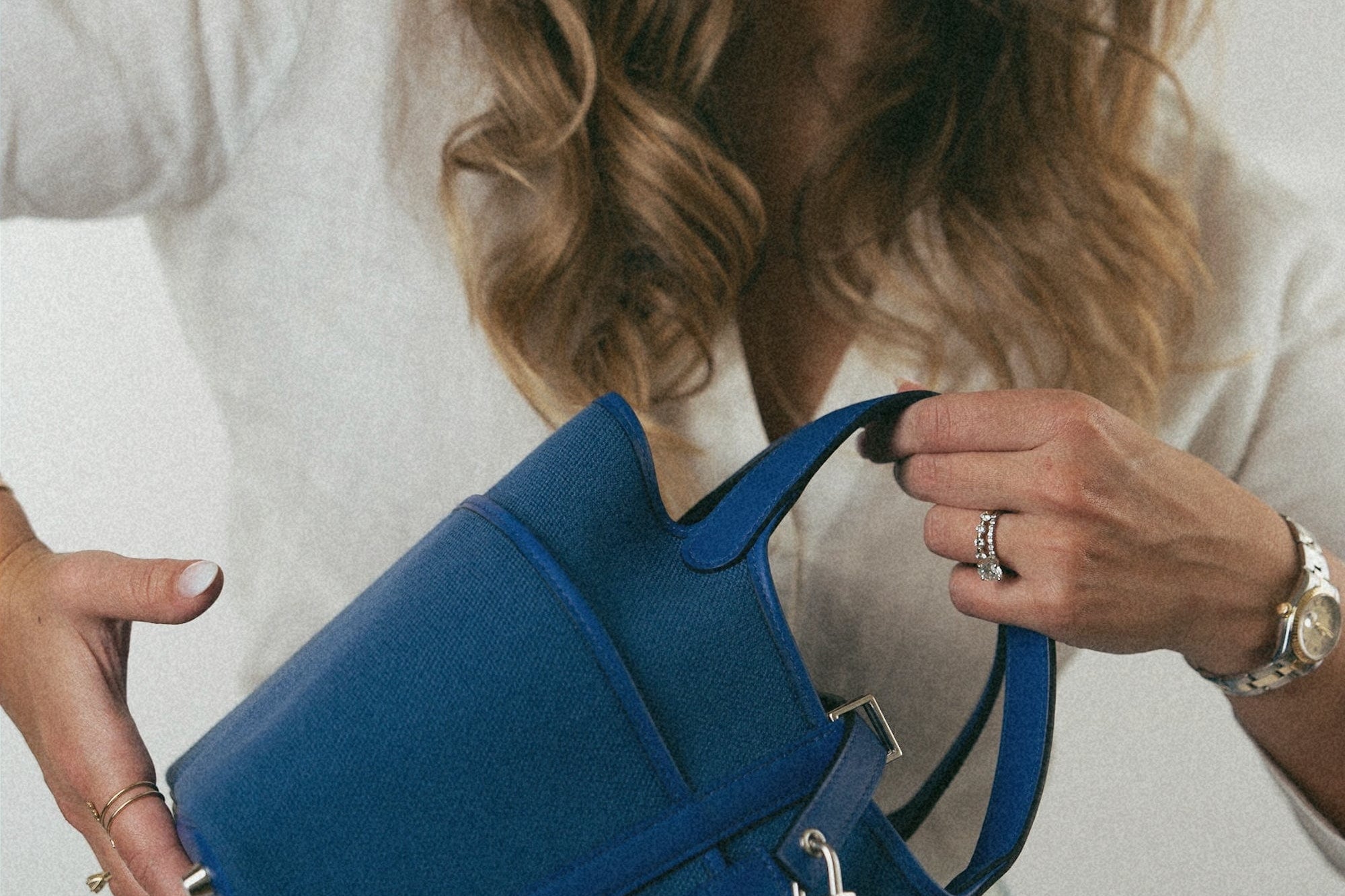 Hermes Handbag Blue Picotin Lock 18 Bleu Royal Swift and Bleu Egee Toile Geoland Cargo Palladium Hardware - Redeluxe