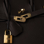 Hermes Handbag Brown Birkin 25 Ebène Veau Togo Leather Gold Plated Y Stamp - Redeluxe