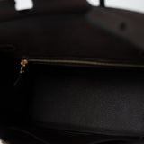 Hermes Handbag Brown Birkin 25 Ebène Veau Togo Leather Gold Plated Y Stamp - Redeluxe