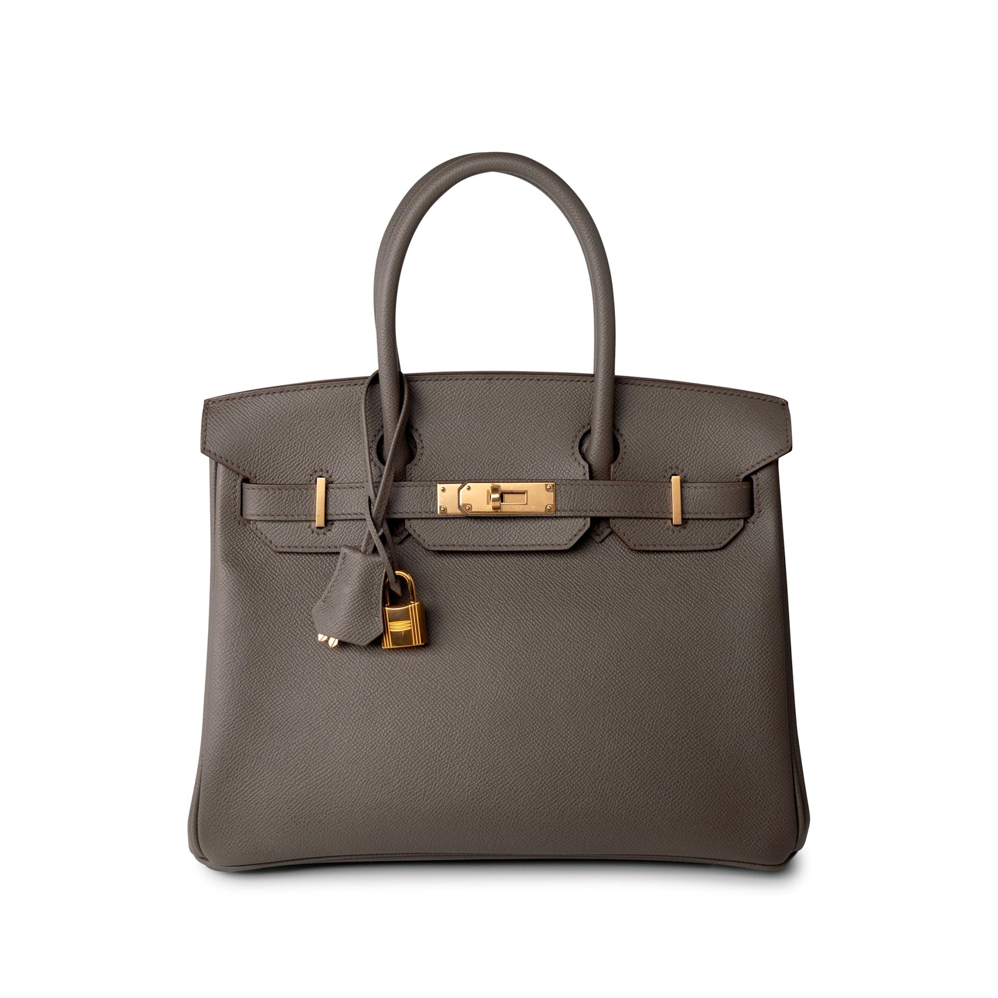 Hermes Handbag Brown Birkin 30 Etain (Greige) Veau Epsom Leather Gold Plated Hardware A Stamp - Redeluxe