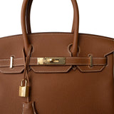 Hermes Handbag Brown Birkin 30 Gold Togo Gold Plated A Stamp - Redeluxe