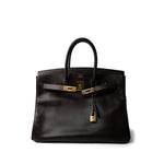 Hermes Handbag Brown Birkin 35 Chocolat Epsom Gold Plated [C] Stamp - Redeluxe