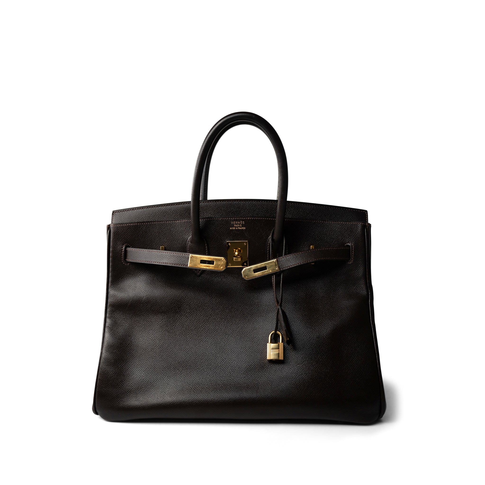 Hermes Handbag Brown Birkin 35 Chocolat Epsom Gold Plated [C] Stamp - Redeluxe