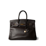Hermes Handbag Brown Birkin 35 Chocolat Epsom Gold Plated [C] Stamp - Redeluxe