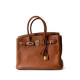 Hermes Handbag Brown / Birkin Birkin 30 Fauve Barenia Gold Plated Hardware C Stamp - Redeluxe