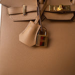 Hermes Handbag Brown Birkin Sellier 25 Biscuit Epsom Gold Plated Z Stamp - Redeluxe