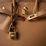 Hermes Handbag Brown Birkin Sellier 25 Biscuit Epsom Gold Plated Z Stamp - Redeluxe