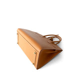 Hermes Handbag Brown Birkin Sellier 30 Natural Sable Vache Naturelle Grainée Gold Plated D Stamp - Redeluxe