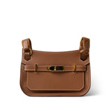 Hermes Handbag Brown Hermes Jypsiere Mini Gold Evercolor / Wooly Strap Gold Plated B Stamp - Redeluxe