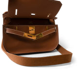 Hermes Handbag Brown Hermes Jypsiere Mini Gold Evercolor / Wooly Strap Gold Plated B Stamp - Redeluxe