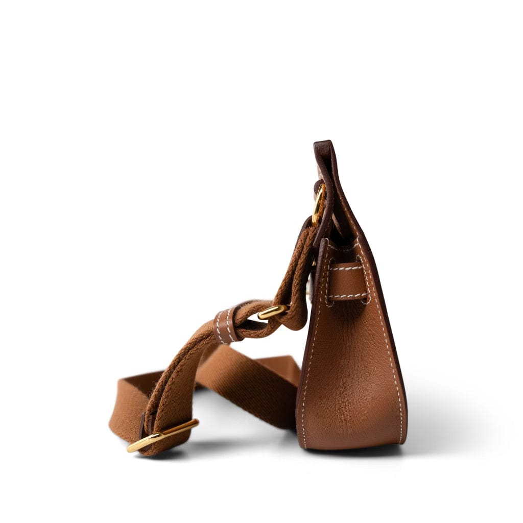 Hermes Handbag Brown Hermes Jypsiere Mini Gold Evercolor / Wooly Strap Gold Plated B Stamp - Redeluxe