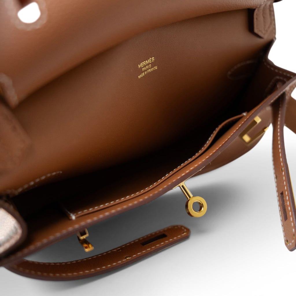 Hermes Jypsiere Mini Gold Evercolor / Wooly Strap Gold