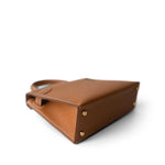 Hermes Handbag Brown Mini Kelly Sellier Gold Veau Epsom Gold Plated Z Stamp - Redeluxe