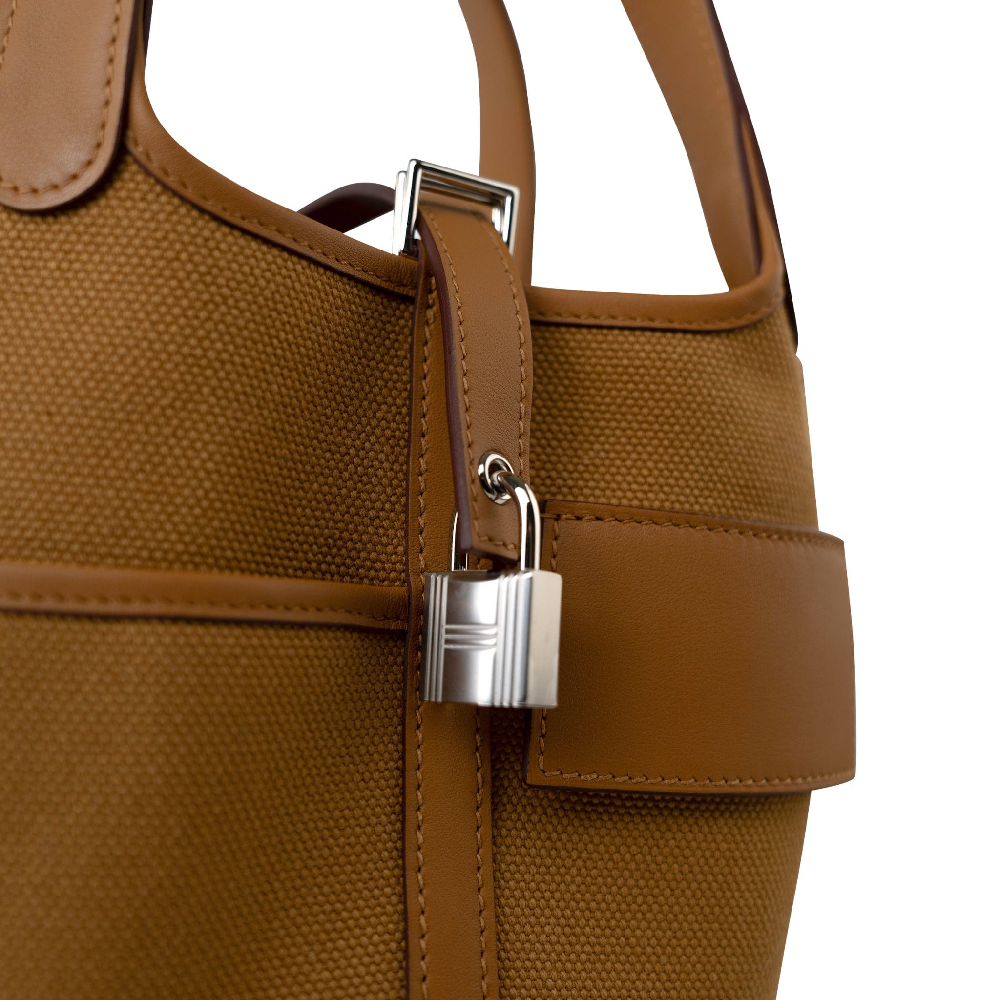 Hermes Handbag Brown Picotin Lock 18 Sesame Cargo Palladium Plated B Stamp - Redeluxe