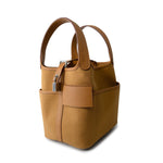 Hermes Handbag Brown Picotin Lock 18 Sesame Cargo Palladium Plated B Stamp - Redeluxe