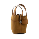 Hermes Handbag Brown Picotin Lock 18 Sesame Cargo Palladium Plated B Stamp - Redeluxe