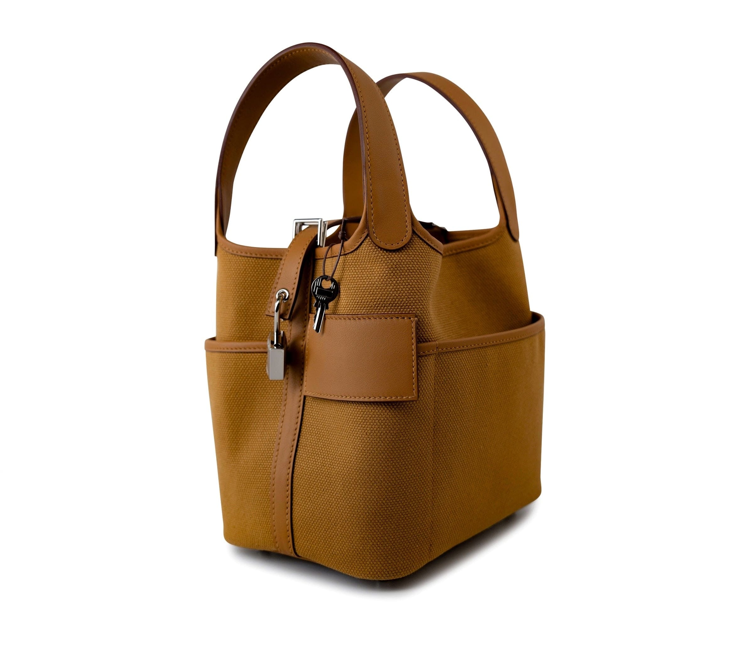 Hermes Handbag Brown Picotin Lock 18 Sesame Cargo Palladium Plated B Stamp - Redeluxe