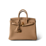 Hermes Handbag Chai Birkin 25 Chai Togo Gold Plated U Stamp - Redeluxe