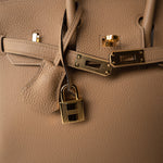 Hermes Handbag Chai Birkin 25 Chai Togo Gold Plated U Stamp - Redeluxe