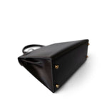 Hermes Handbag Color Kelly 28 Sellier Brown Box Calfskin Gold Plated T Circle Stamp - Redeluxe