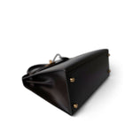 Hermes Handbag Color Kelly 28 Sellier Brown Box Calfskin Gold Plated T Circle Stamp - Redeluxe