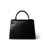 Hermes Handbag Color Kelly 28 Sellier Brown Box Calfskin Gold Plated T Circle Stamp - Redeluxe