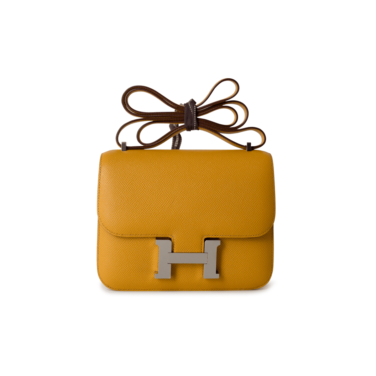 Hermes Handbag Constance / Yellow Hermes Constance 18 Jaune Ambre (Amber Yellow) Palladium Plated Hardware C Stamp - Redeluxe