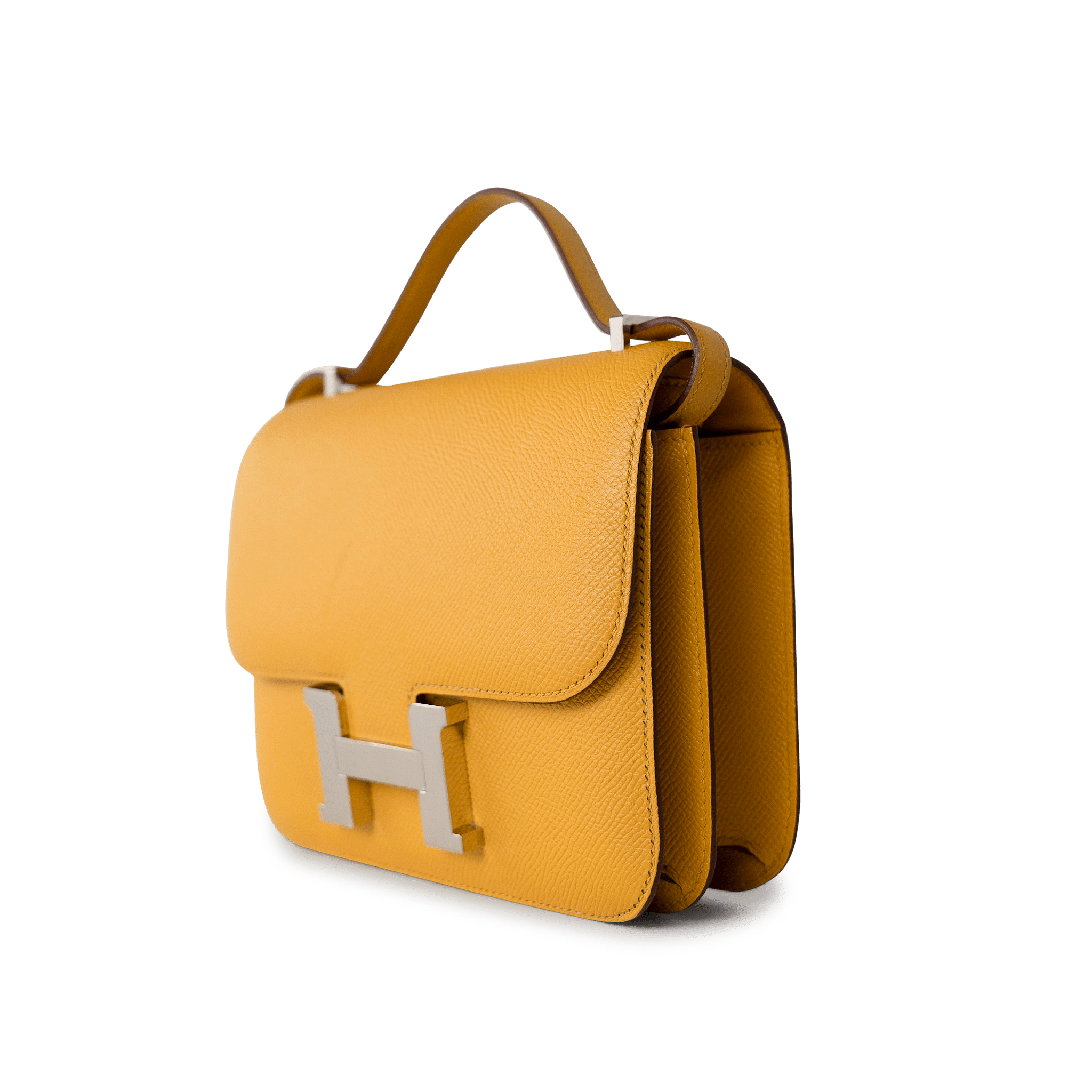 Hermes Handbag Constance / Yellow Hermes Constance 18 Jaune Ambre (Amber Yellow) Palladium Plated Hardware C Stamp - Redeluxe
